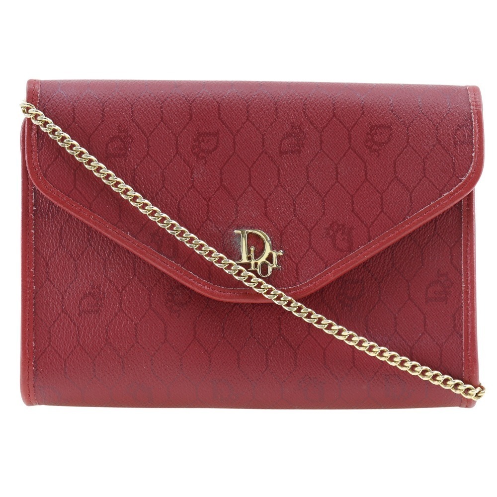 Christian Dior clutch shoulder bag chain strap leather crossbody snap closure